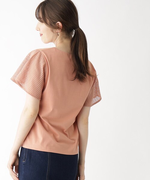 index（インデックス）の「◆レースフレアスリーブトップス【洗濯機洗い可】（Tシャツ/カットソー・レディース・ネイビー/ライトベージュ/ダークオレンジ/ホワイト系・38/42/40/36）」の18枚目の写真