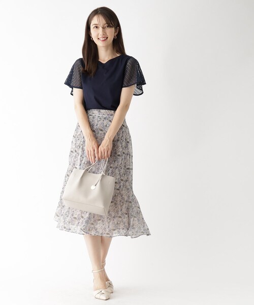 index（インデックス）の「◆レースフレアスリーブトップス【洗濯機洗い可】（Tシャツ/カットソー・レディース・ネイビー/ライトベージュ/ダークオレンジ/ホワイト系・38/42/40/36）」の19枚目の写真