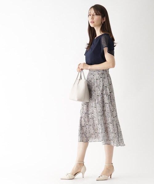 index（インデックス）の「◆レースフレアスリーブトップス【洗濯機洗い可】（Tシャツ/カットソー・レディース・ネイビー/ライトベージュ/ダークオレンジ/ホワイト系・38/42/40/36）」の20枚目の写真