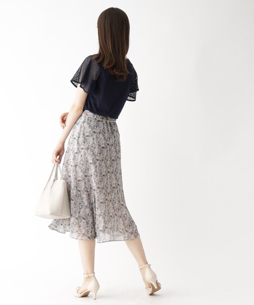 index（インデックス）の「◆レースフレアスリーブトップス【洗濯機洗い可】（Tシャツ/カットソー・レディース・ネイビー/ライトベージュ/ダークオレンジ/ホワイト系・38/42/40/36）」の21枚目の写真