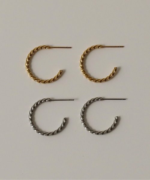 ORLEAN（オルレアン）の「金属アレルギー対応 スクリューカットフープピアス 20ｍｍ 両耳用 サージカルス（ピアス（両耳用）・レディース・シルバー/ゴールド・フリー）」の6枚目の写真