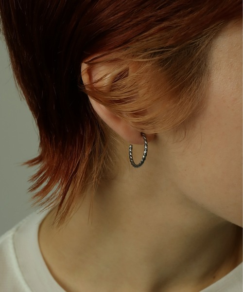 金属アレルギー対応 スクリューカットフープピアス 20mm 両耳