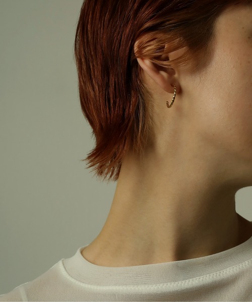 エリンギの頭 両耳用【 3mm×21mm 】ゴールドフープピアス ゴールド) ピアス シルバー925 18KGP フープピアス 七角形 多