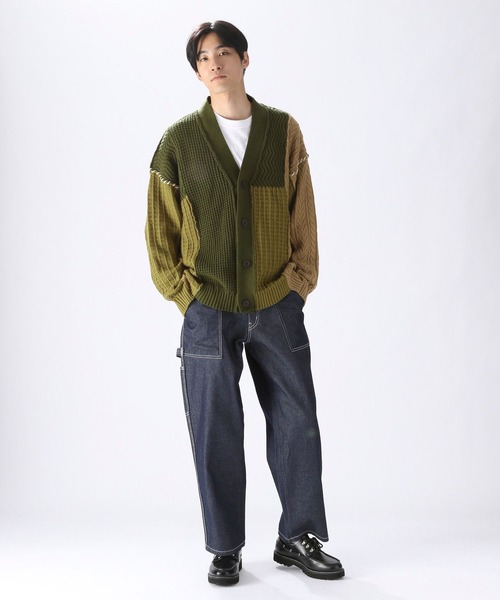 UNSTUDIED（アンスタディード）の「[UNSTUDIED]地柄切り替えニットカーディガン（カーディガン/ボレロ・メンズ・ベージュ/カーキ・MEDIUM/LARGE）」の5枚目の写真