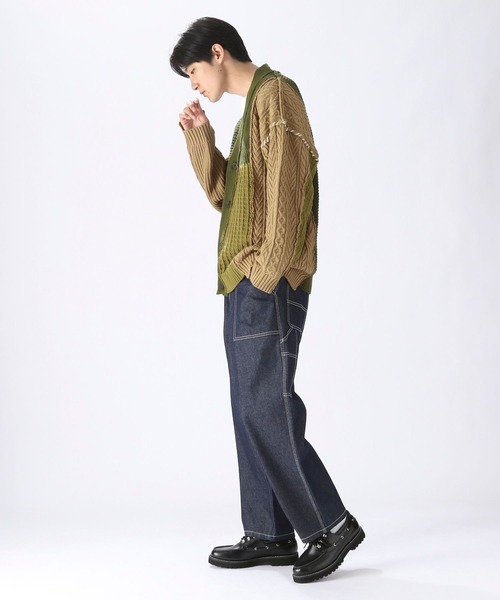 UNSTUDIED（アンスタディード）の「[UNSTUDIED]地柄切り替えニットカーディガン（カーディガン/ボレロ・メンズ・ベージュ/カーキ・MEDIUM/LARGE）」の6枚目の写真