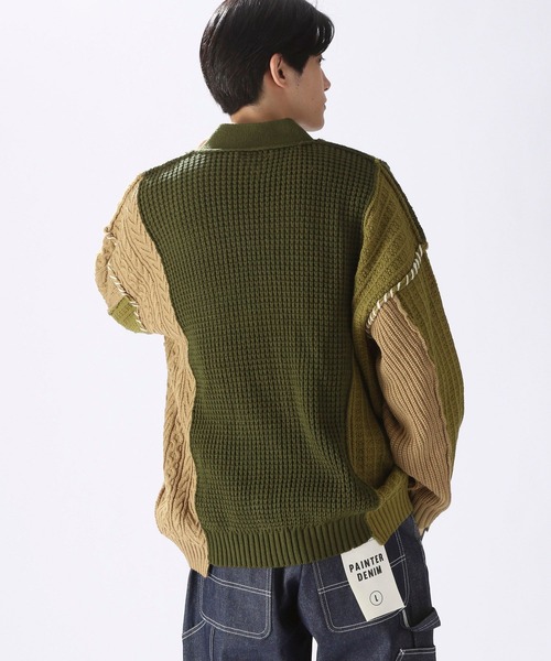 UNSTUDIED（アンスタディード）の「[UNSTUDIED]地柄切り替えニットカーディガン（カーディガン/ボレロ・メンズ・ベージュ/カーキ・MEDIUM/LARGE）」の7枚目の写真
