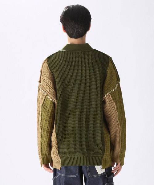 UNSTUDIED（アンスタディード）の「[UNSTUDIED]地柄切り替えニットカーディガン（カーディガン/ボレロ・メンズ・ベージュ/カーキ・MEDIUM/LARGE）」の10枚目の写真