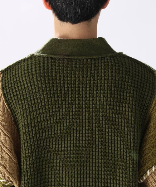 UNSTUDIED（アンスタディード）の「[UNSTUDIED]地柄切り替えニットカーディガン（カーディガン/ボレロ・メンズ・ベージュ/カーキ・MEDIUM/LARGE）」の11枚目の写真
