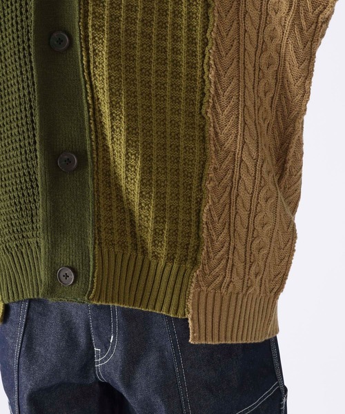 UNSTUDIED（アンスタディード）の「[UNSTUDIED]地柄切り替えニットカーディガン（カーディガン/ボレロ・メンズ・ベージュ/カーキ・MEDIUM/LARGE）」の14枚目の写真