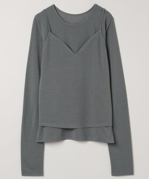 JEANASIS(ジーナシス)の「ラメカットレイヤード2ピース/978347(Tシャツ/カットソー・レディース・ブラック/チャコールグレー/ライトグレー・FREE)」の3枚目の写真