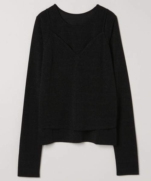 JEANASIS(ジーナシス)の「ラメカットレイヤード2ピース/978347(Tシャツ/カットソー・レディース・ブラック/チャコールグレー/ライトグレー・FREE)」の2枚目の写真