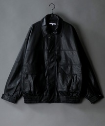 SITRY | synthetic leather Big jacket/フェイクレザー ビッグジャケット(ミリタリージャケット)