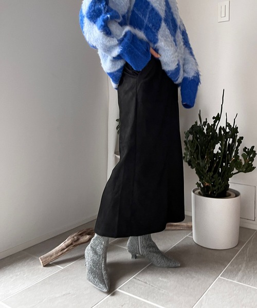 LOWRYS FARM（ローリーズファーム）の「ストレッチフェイクスエードスカート　969310（スカート・レディース・パープル/ブラック/ホワイト・LARGE/MEDIUM）」の3枚目の写真