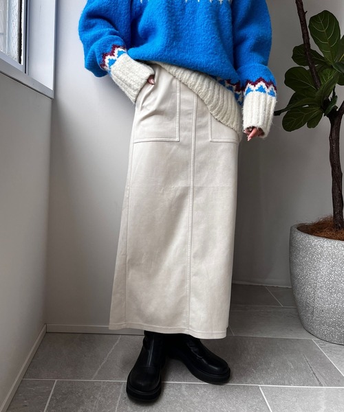 LOWRYS FARM（ローリーズファーム）の「ストレッチフェイクスエードスカート　969310（スカート・レディース・パープル/ブラック/ホワイト・LARGE/MEDIUM）」の15枚目の写真