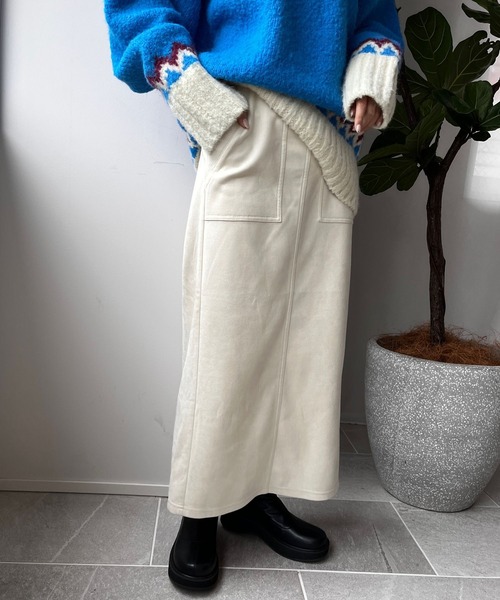 LOWRYS FARM（ローリーズファーム）の「ストレッチフェイクスエードスカート　969310（スカート・レディース・パープル/ブラック/ホワイト・LARGE/MEDIUM）」の16枚目の写真