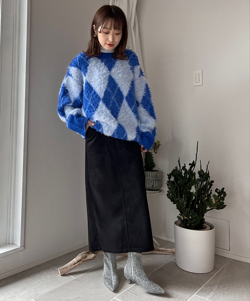 LOWRYS FARM（ローリーズファーム）の「ストレッチフェイクスエードスカート　969310（スカート・レディース・パープル/ブラック/ホワイト・LARGE/MEDIUM）」の17枚目の写真