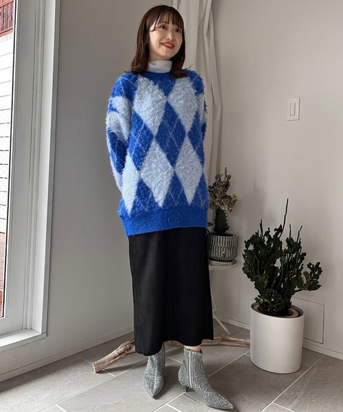 LOWRYS FARM（ローリーズファーム）の「ストレッチフェイクスエードスカート　969310（スカート・レディース・パープル/ブラック/ホワイト・LARGE/MEDIUM）」の18枚目の写真