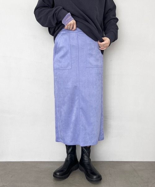 LOWRYS FARM（ローリーズファーム）の「ストレッチフェイクスエードスカート　969310（スカート・レディース・パープル/ブラック/ホワイト・LARGE/MEDIUM）」の19枚目の写真