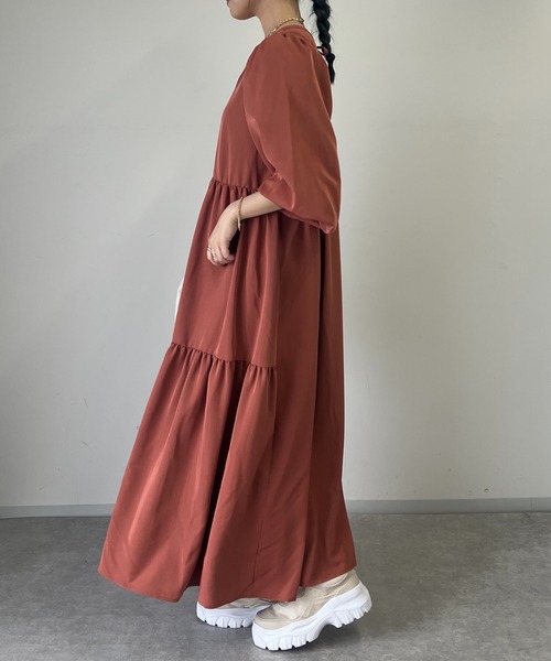 un dix cors（アンディコール）の「前後2WAYティアードワンピース（ワンピース・レディース・ブラック/オレンジ・FREE）」の12枚目の写真