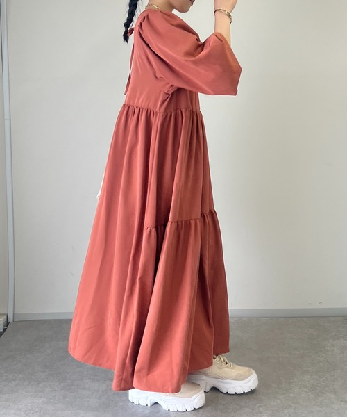 un dix cors（アンディコール）の「前後2WAYティアードワンピース（ワンピース・レディース・ブラック/オレンジ・FREE）」の13枚目の写真