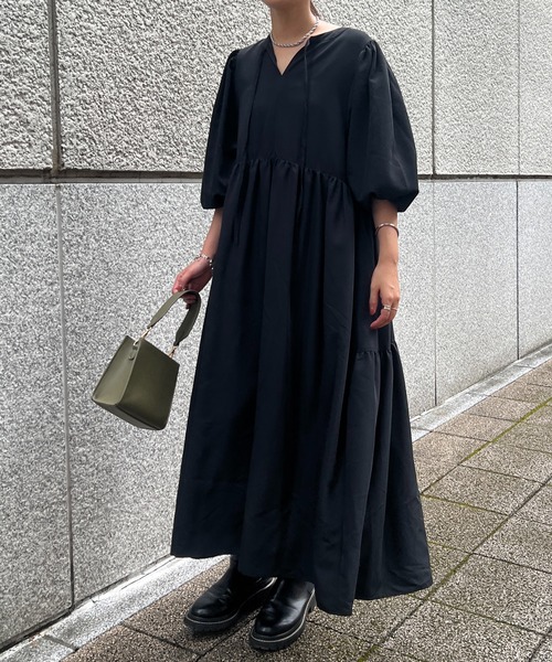 un dix cors（アンディコール）の「前後2WAYティアードワンピース（ワンピース・レディース・ブラック/オレンジ・FREE）」の8枚目の写真