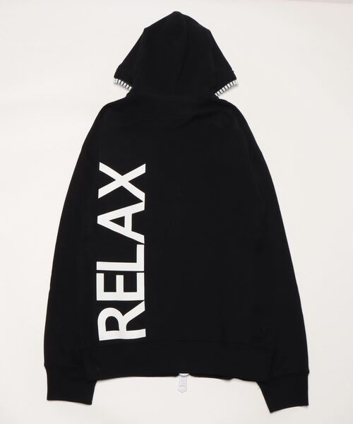 1piu1uguale3 RELAX（ウノピュウノウグァーレトレリラックス）の「1PIU1UGUALE3 RELAX/ウノピゥウノウグァーレトレ リラックス 1piu vertical logo heavy hoodie フーディ―（パーカー・メンズ・ブラック/グレー・L/XL/M）」の3枚目の写真