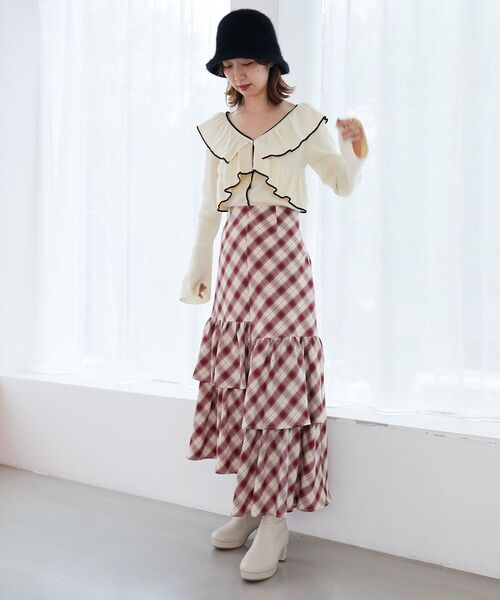 MAJESTIC LEGON（マジェスティックレゴン）の「パピヨンフリルリブニット（ニット/セーター・レディース・アイボリー/グレー/ブラック・MEDIUM）」の22枚目の写真