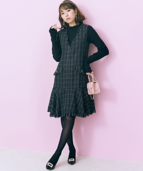 marun（マルン）の「＜大きいサイズ＞ フリルハイネックニットトップス marun（ニット/セーター・レディース・アイボリー/ブラック・4L/L/LL/3L/5L）」の6枚目の写真