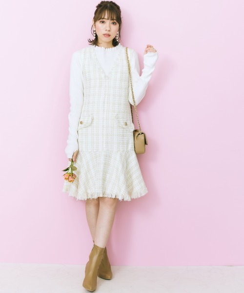 marun（マルン）の「＜大きいサイズ＞ フリルハイネックニットトップス marun（ニット/セーター・レディース・アイボリー/ブラック・4L/L/LL/3L/5L）」の10枚目の写真