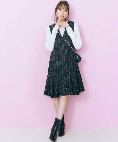 marun（マルン）の「＜大きいサイズ＞ フリルハイネックニットトップス marun（ニット/セーター・レディース・アイボリー/ブラック・4L/L/LL/3L/5L）」の12枚目の写真