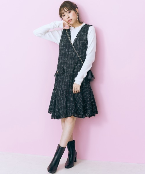 marun（マルン）の「＜大きいサイズ＞ フリルハイネックニットトップス marun（ニット/セーター・レディース・アイボリー/ブラック・4L/L/LL/3L/5L）」の14枚目の写真