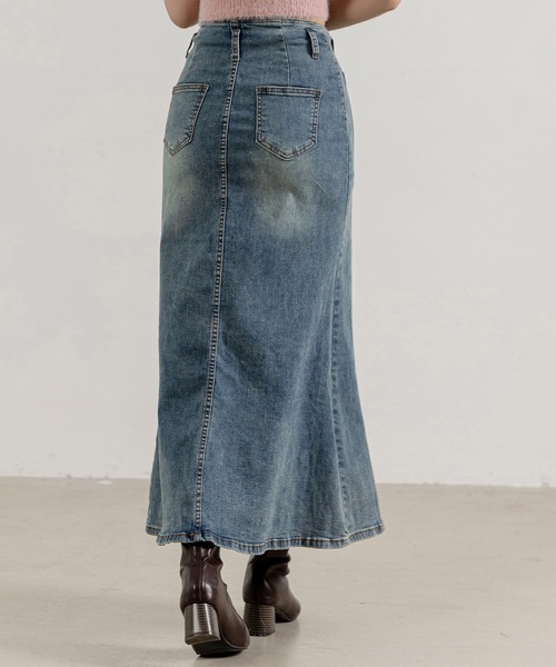 DAY CLOSET(デイ クローゼット)の「レディース ハイウエストデニムナローマーメイドスカート(デニムスカート・レディース・ブルー・L/S/M)」の5枚目の写真