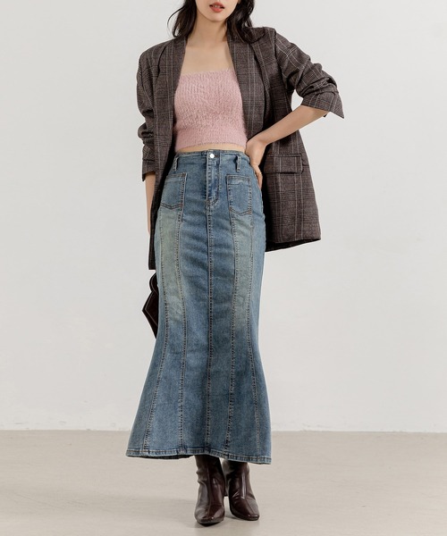 DAY CLOSET(デイ クローゼット)の「レディース ハイウエストデニムナローマーメイドスカート(デニムスカート・レディース・ブルー・L/S/M)」の6枚目の写真