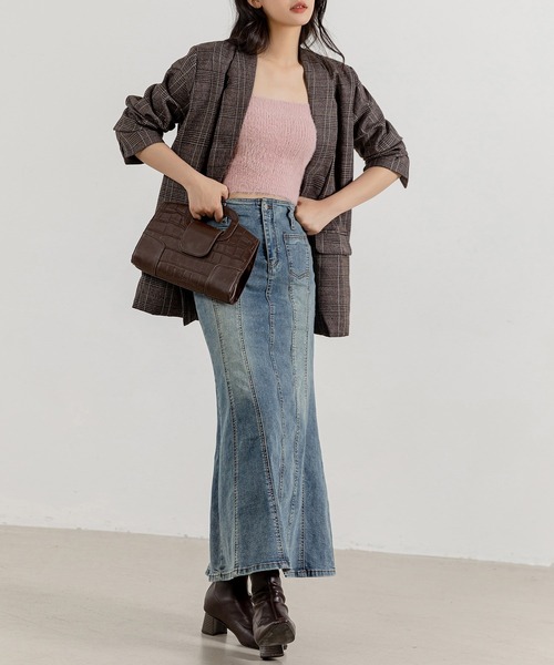 DAY CLOSET(デイ クローゼット)の「レディース ハイウエストデニムナローマーメイドスカート(デニムスカート・レディース・ブルー・L/S/M)」の7枚目の写真