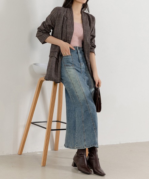 DAY CLOSET(デイ クローゼット)の「レディース ハイウエストデニムナローマーメイドスカート(デニムスカート・レディース・ブルー・L/S/M)」の11枚目の写真