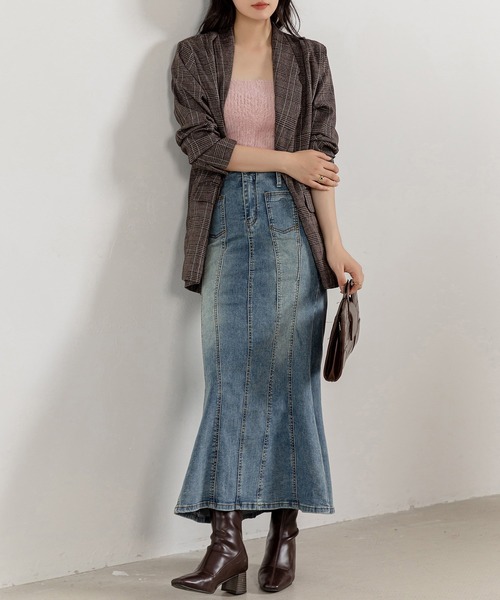 DAY CLOSET(デイ クローゼット)の「レディース ハイウエストデニムナローマーメイドスカート(デニムスカート・レディース・ブルー・L/S/M)」の12枚目の写真