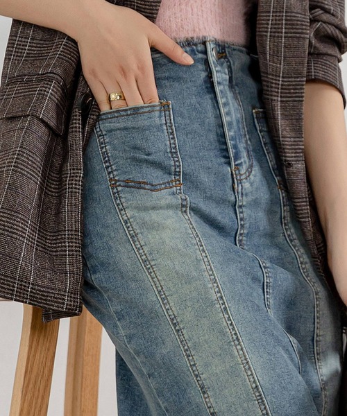 DAY CLOSET(デイ クローゼット)の「レディース ハイウエストデニムナローマーメイドスカート(デニムスカート・レディース・ブルー・L/S/M)」の15枚目の写真