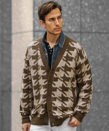 SOMEDIFF（サムディフ）の「【SOMEDIFF】モヘアタッチ総柄カーディガン メンズ ルーズシルエット ニットカーデ 大きいサイズ 春服 冬服（カーディガン/ボレロ）」