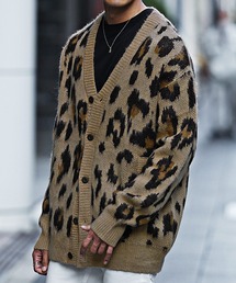 【SOMEDIFF】モヘアタッチ総柄カーディガン メンズ ルーズシルエット ニットカーデ 大きいサイズ 春服 冬服