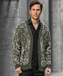 【SOMEDIFF】モヘアタッチ総柄カーディガン メンズ ルーズシルエット ニットカーデ 大きいサイズ 春服 冬服
