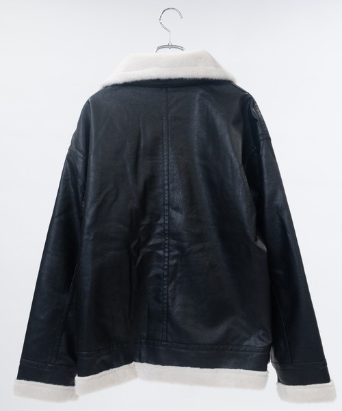 JOHN'S CLOSET（ジョンズクローゼット）の「【13】フェイクムートン B-3 フライトジャケット（ムートンコート・メンズ・ブラック/ベージュ/アイボリー/ブラック系・LARGE/MEDIUM）」の6枚目の写真