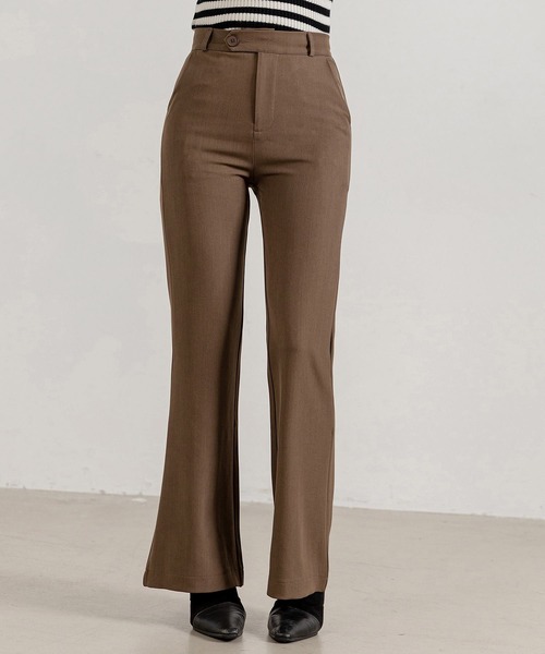 DAY CLOSET（デイ クローゼット）の「【大きいサイズ有】きれいめ美脚見せ。ハイウエストツイルフレアスラックス レディース（スラックス・レディース・グレイッシュベージュ/ブラウン/ブラック/グレー・M/S/XL/L）」の17枚目の写真