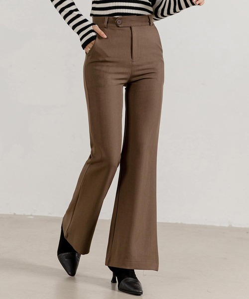 DAY CLOSET（デイ クローゼット）の「【大きいサイズ有】きれいめ美脚見せ。ハイウエストツイルフレアスラックス レディース（スラックス・レディース・グレイッシュベージュ/ブラウン/ブラック/グレー・M/S/XL/L）」の18枚目の写真