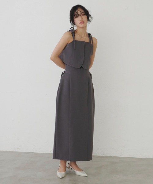 Aunt Marie's(アントマリーズ)の「ビスチェキャミセットアップ【ビスチェ+スカートSET商品】(ワンピース・レディース・アイボリー/グレー・FREE)」の17枚目の写真