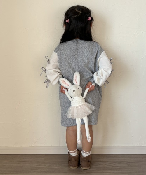 MAKE YOUR DAY（メイクユアデイ）の「リボンいっぱいワンピース■80～140cm（ワンピース・キッズ・グレー/ブラック・130/90/80/120/140/100/110）」の21枚目の写真