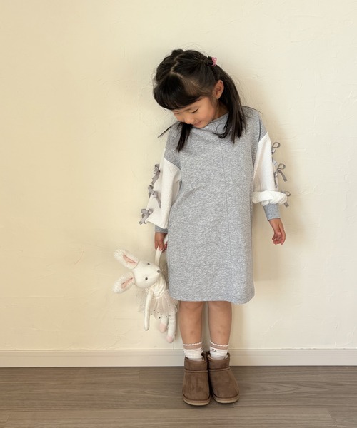 MAKE YOUR DAY（メイクユアデイ）の「リボンいっぱいワンピース■80～140cm（ワンピース・キッズ・グレー/ブラック・130/90/80/120/140/100/110）」の20枚目の写真