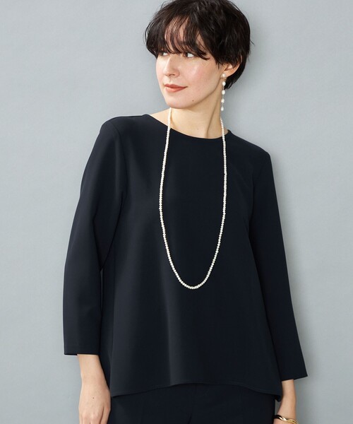 NOLLEY’S（ノーリーズ）の「《セットアップ対応》ウォッシャブルストレッチダブルクロスバックフレアブラウス（シャツ/ブラウス・レディース・ネイビー/ベージュ・36/38）」の14枚目の写真