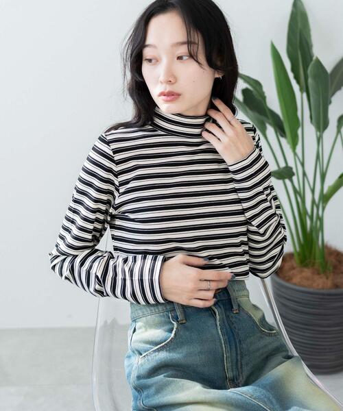 WEGO（ウィゴー）の「WEGO/マルチボーダーロンT（Tシャツ/カットソー・レディース・ブラック/ネイビー・FREE）」の2枚目の写真