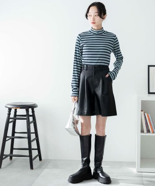 WEGO（ウィゴー）の「WEGO/マルチボーダーロンT（Tシャツ/カットソー・レディース・ブラック/ネイビー・FREE）」の4枚目の写真