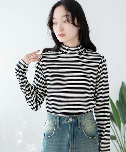 WEGO（ウィゴー）の「WEGO/マルチボーダーロンT（Tシャツ/カットソー・レディース・ブラック/ネイビー・FREE）」の9枚目の写真